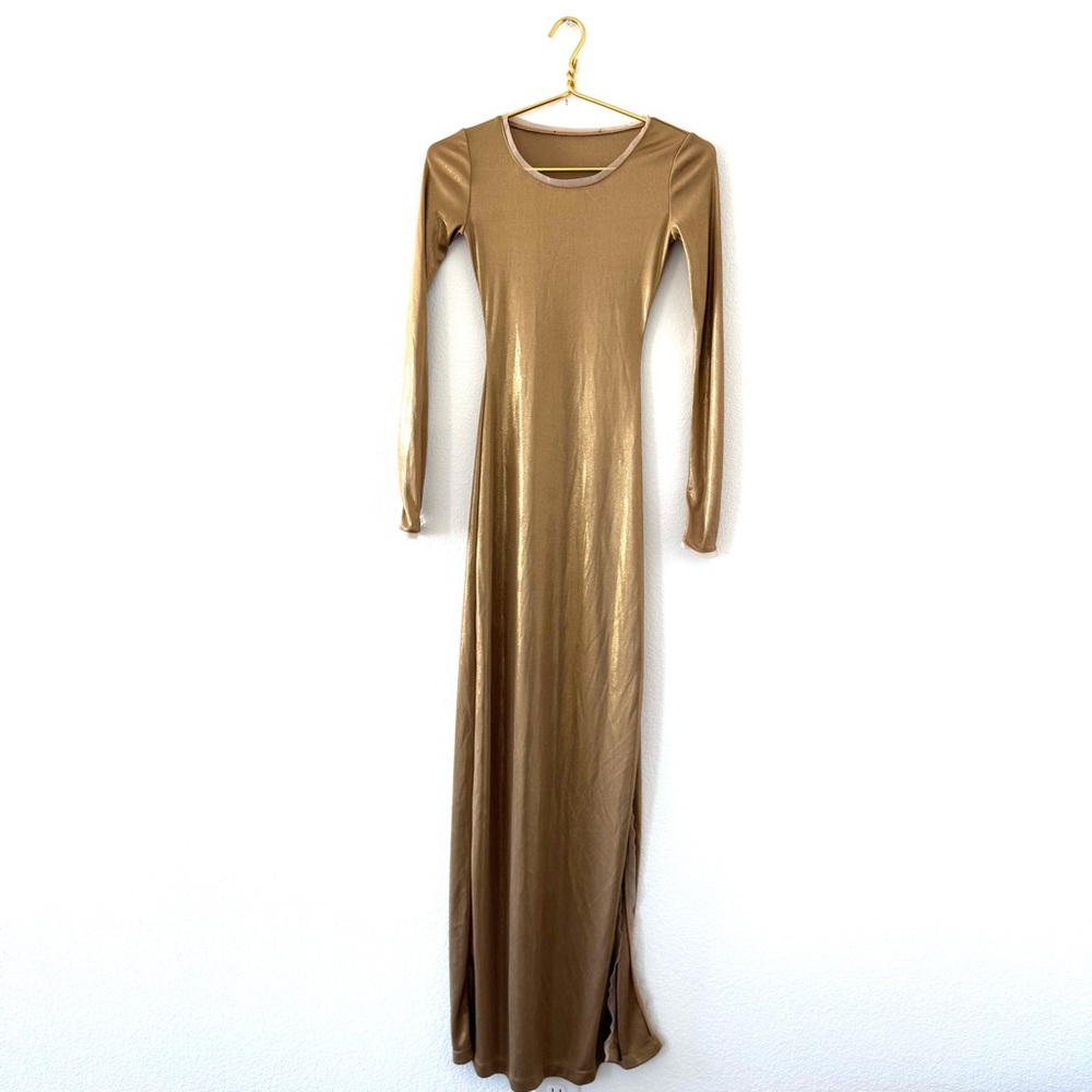 BCBG Maxazria Fresno Long Sleeve Dress in Gold - Picture 2 of 9